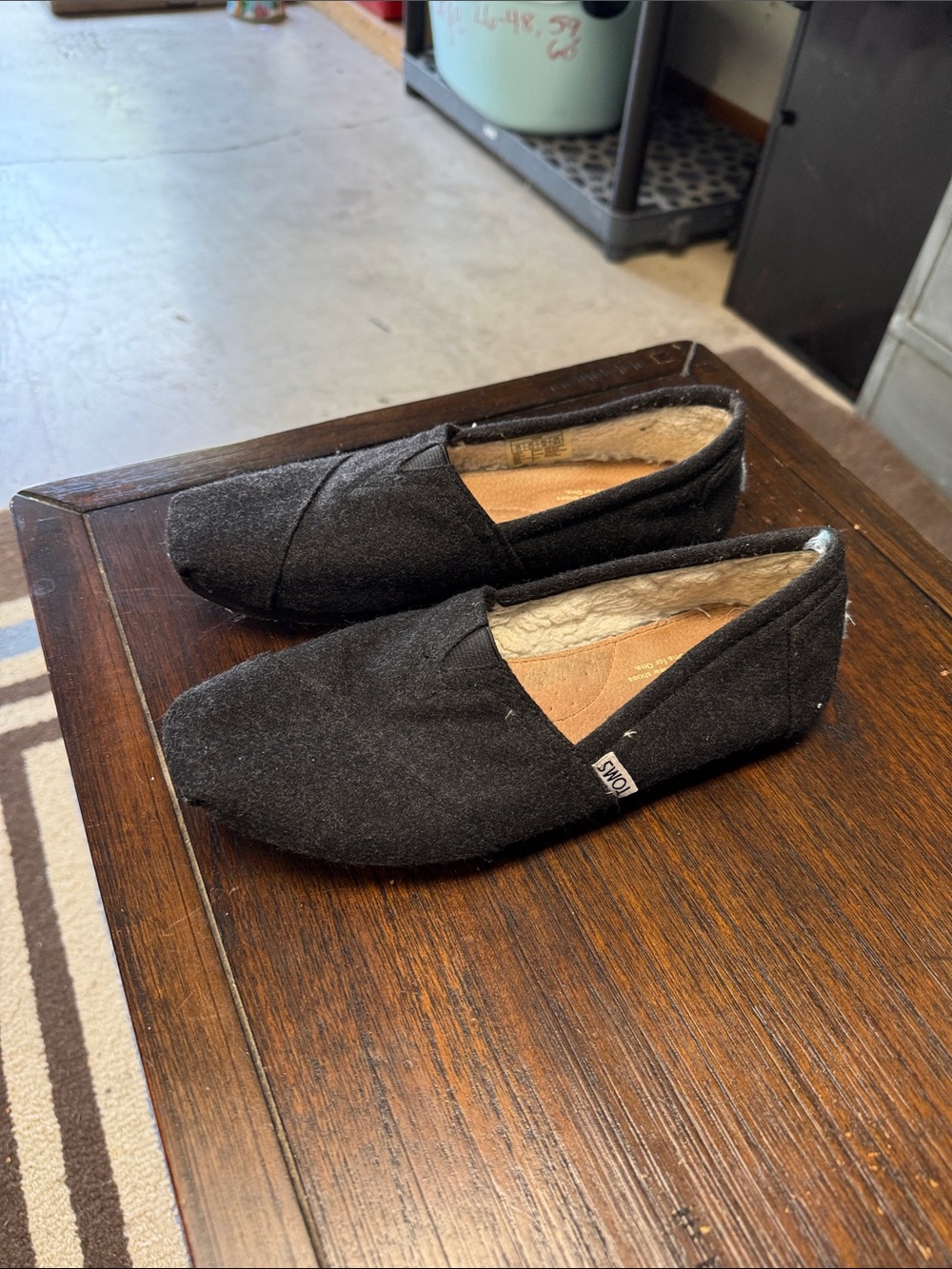 Toms Black Slip-On Loafers with Cozy Lining